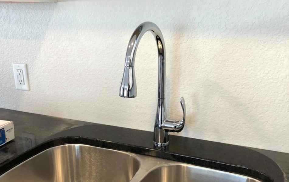 a newly installed faucet